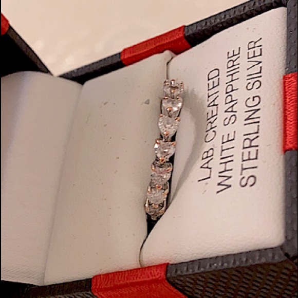 Stunning Silver Ring With Heart CZ’s All The Way Around - Picture 7 of 15